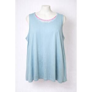 MUK‎ LUKS Cloud Knit Tank Top 3X Light Blue Sleeveless Soft Stretch